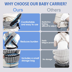 FRTUI baby carrier back view showing even weight distribution for extended use