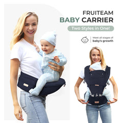 FRUITEAM 6-in-1 baby carrier navy adjustable waistband ensures a precise fit.
