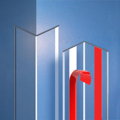 Frychee Clear corner protector on a wall corner for kid-safe living spaces.