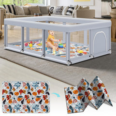 Fshibila 74x50 large baby playpen setup offers expansive space for safe play