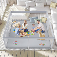 Fshibila 79x79 playpen setup shows expansive space for safe baby play indoors
