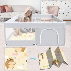 Fshibila baby playpen assembled setup demonstrates a sturdy safe area for toddlers.