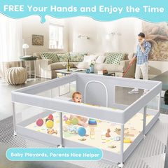 Fshibila baby playpen inside mat view shows ample space for two babies to play safely.