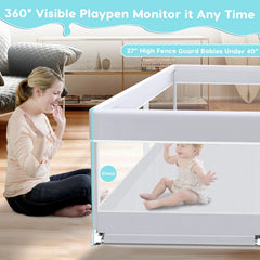 Fshibila playpen see-through mesh enables easy monitoring during play