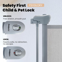 FSYGloryGlides retractable gate installed over baseboards with damage-free setup