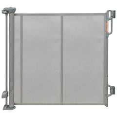 FSYGloryGlides retractable gate wide mesh extended, creating a safe boundary for babies and pets.