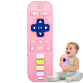 Fu Store remote-control teether pink provides textured silicone gum relief
