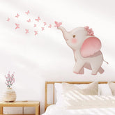 FUFUQUARE pink elephant butterfly wall sticker decor for kids' rooms that sparks imagination.