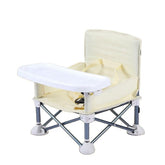 FUFVUTI portable baby chair beige with removable tray for easy feeding on the go.