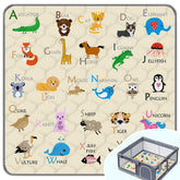 FUGWU baby play mat beige animal layout for engaging floor play and learning
