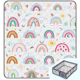 FUGWU baby play mat 71x59 unfolded rainbow, spacious for safe crawling and play.