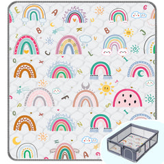 FUGWU baby play mat 71x59 unfolded rainbow, spacious for safe crawling and play.