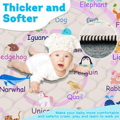 FUGWU baby play mat pink-animal pattern engages babies during learning.