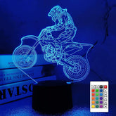 FULLOSUN Dirt Bike Night Light front view with vibrant glow for kids' room decor