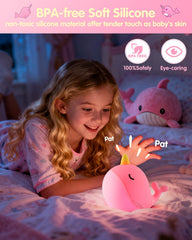 Fuloon Narwhal night light USB-C charging—easy recharge for adventures beyond outlets.