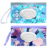 Fulushouxi baby wipes dispenser blue floral front view for quick on-the-go access