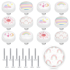 Fumete rainbow knob heart pattern brightens nursery drawers for playful organization.