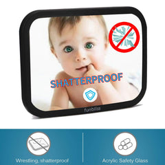 Funbliss backseat mirror ultra-clear PMMA lens for clear infant visibility