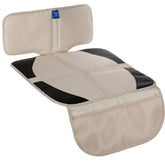 Funbliss car seat protector beige waterproof closeup demonstrates spill protection for leather seats.