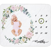 Fundich baby milestone blanket in rose design, perfect for adorable newborn photo sessions.