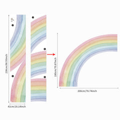 Funlife rainbow wall mural panel 2 with pastel arches brightens playroom walls.