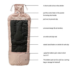 Funlife pink footmuff with zipper closure enables easy entry