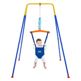 FUNLIO baby jumper with blue stand supports indoor exploration and active play.