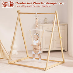 FUNLIO jumper height adjustment allows growing babies to explore at the right level.
