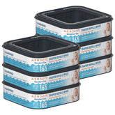 Fununcat square starter refills show compatibility with a Diaper Genie pail for easy disposal.