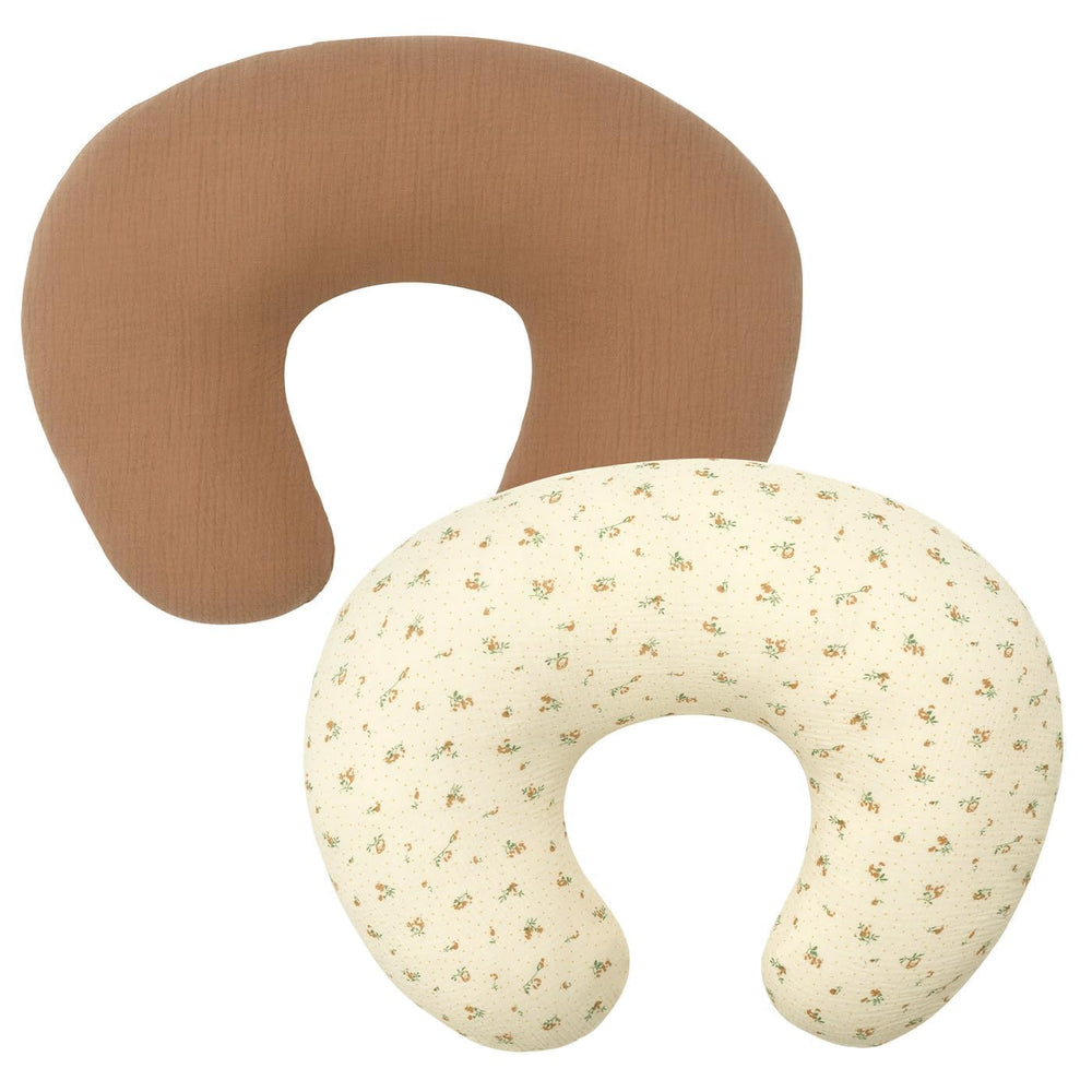 FUNUPUP brown floral muslin cover front view with soft, skin-friendly fabric.