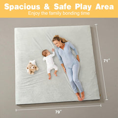 Funyoo baby play mat non-slip bottom secures stable floor play.