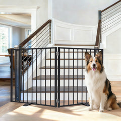Furggis 52in extra-wide dog gate assembled at doorway for safe separation.