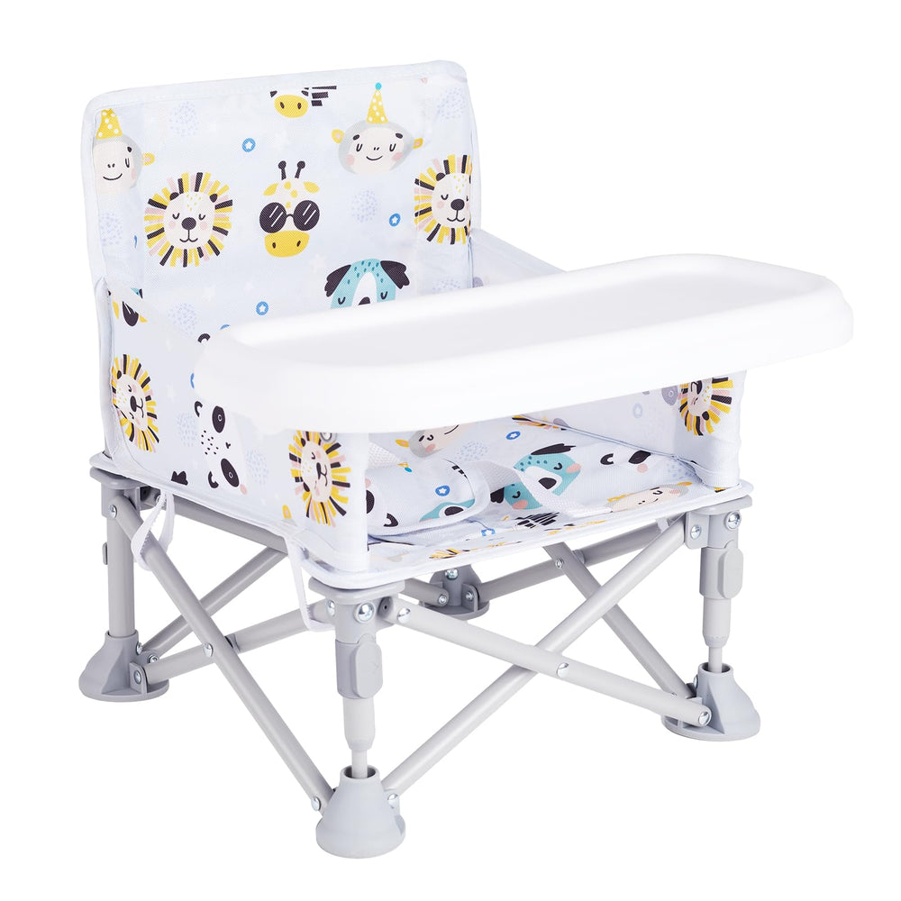 Furmubei portable baby booster seat with tray for convenient meals on the go.