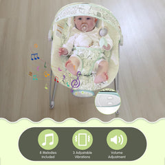 Furmubei portable baby bouncer safety harness secures infant during use