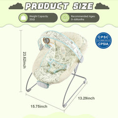 Furmubei portable baby bouncer showing vibration levels for soothing motion