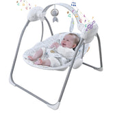 Furmubei portable baby swing folded for travel storage convenience.