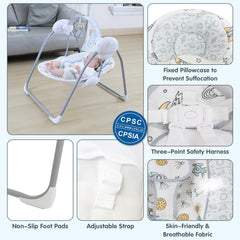 Furmubei portable baby swing open seat with safety harness for security.