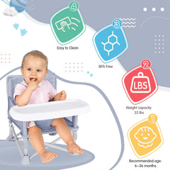 Furmubei travel-friendly booster seat shown folded in bag for easy packing.