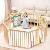 FurrFinesse foldable wooden playpen 8-panel creates a spacious, safe play area for babies.