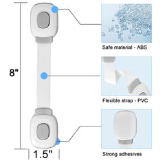 FursafeQ adhesive cabinet lock on drawer edge demonstrates strong dual-sided tape.