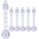 Fursafe&Q cabinet lock closeup shows adhesive tape for quick babyproofing