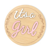 FUTNH gender reveal sign in pink, 4.8 inches, ideal for elegant baby announcements.