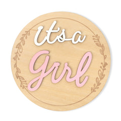FUTNH gender reveal sign in pink, 4.8 inches, ideal for elegant baby announcements.