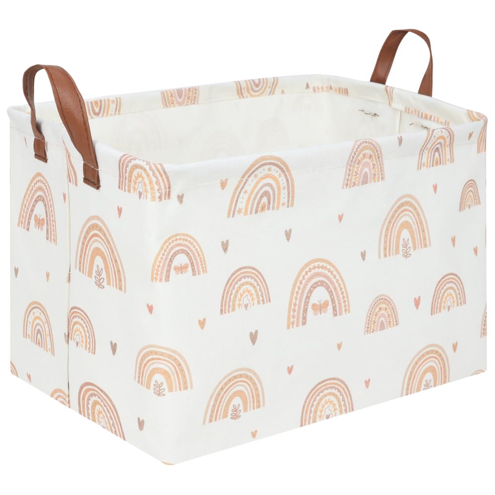 FXOCSHE Boho Rainbow Baskets rectangular design for organized closets and stylish decor.