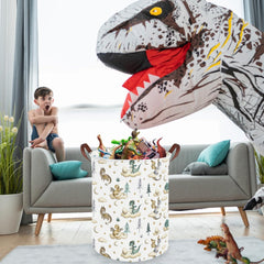 FXOCSHE dinosaur hamper pattern close-up showcases playful cartoons that encourage tidiness