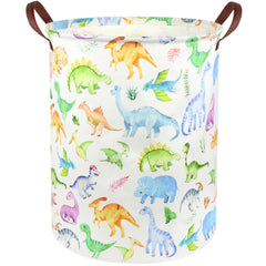 FXOCSHE dinosaur storage basket side view shows durable canvas with waterproof coating for toy storage