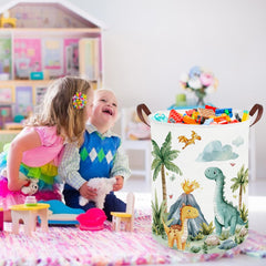 FXOCSHE Dinosaurs Hamper leather handle enables easy carrying.