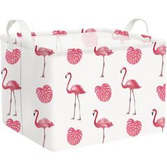 FXOCSHE Flamingo Pink Basket full view for tidy toy storage.