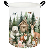 FXOCSHE forest animal laundry hamper front view helps organize toys and clothes.