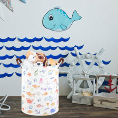 FXOCSHE Marine Animal Kids Laundry Basket folded compact demonstrates space-saving design